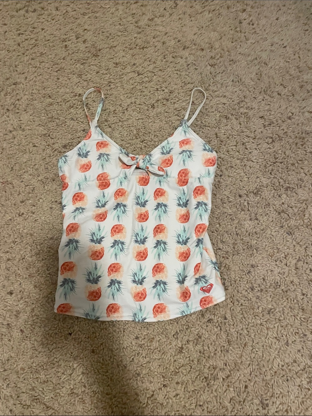 White Pineapple Print Spaghetti Strap Tank Top